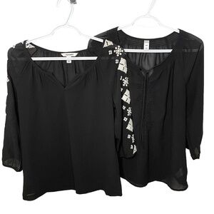 Black Chiffon 2 Blouse Boho Bundle 🖤